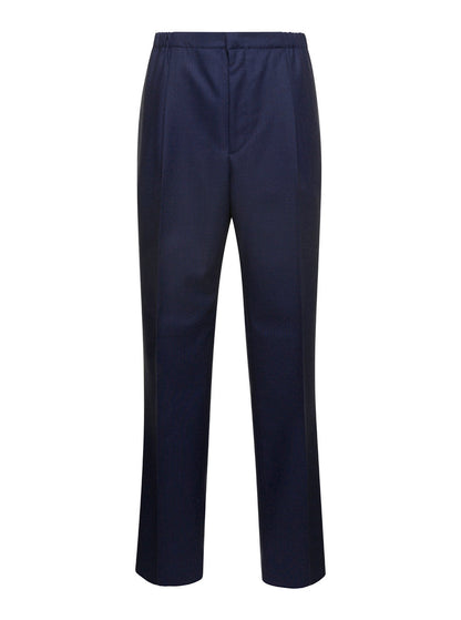 Fendi Men Blue Straight Pants In Wool Man by Luosophy