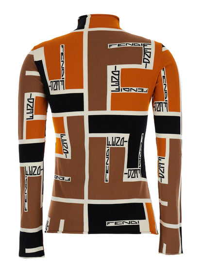 Fendi Women Orange Polo Neck Sweater In Viscose Blend Woman by Luosophy