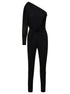 Saint Laurent Women Black One-Shoulder Jumpsuit With Side Gathering In Jersey Woman by Luosophy