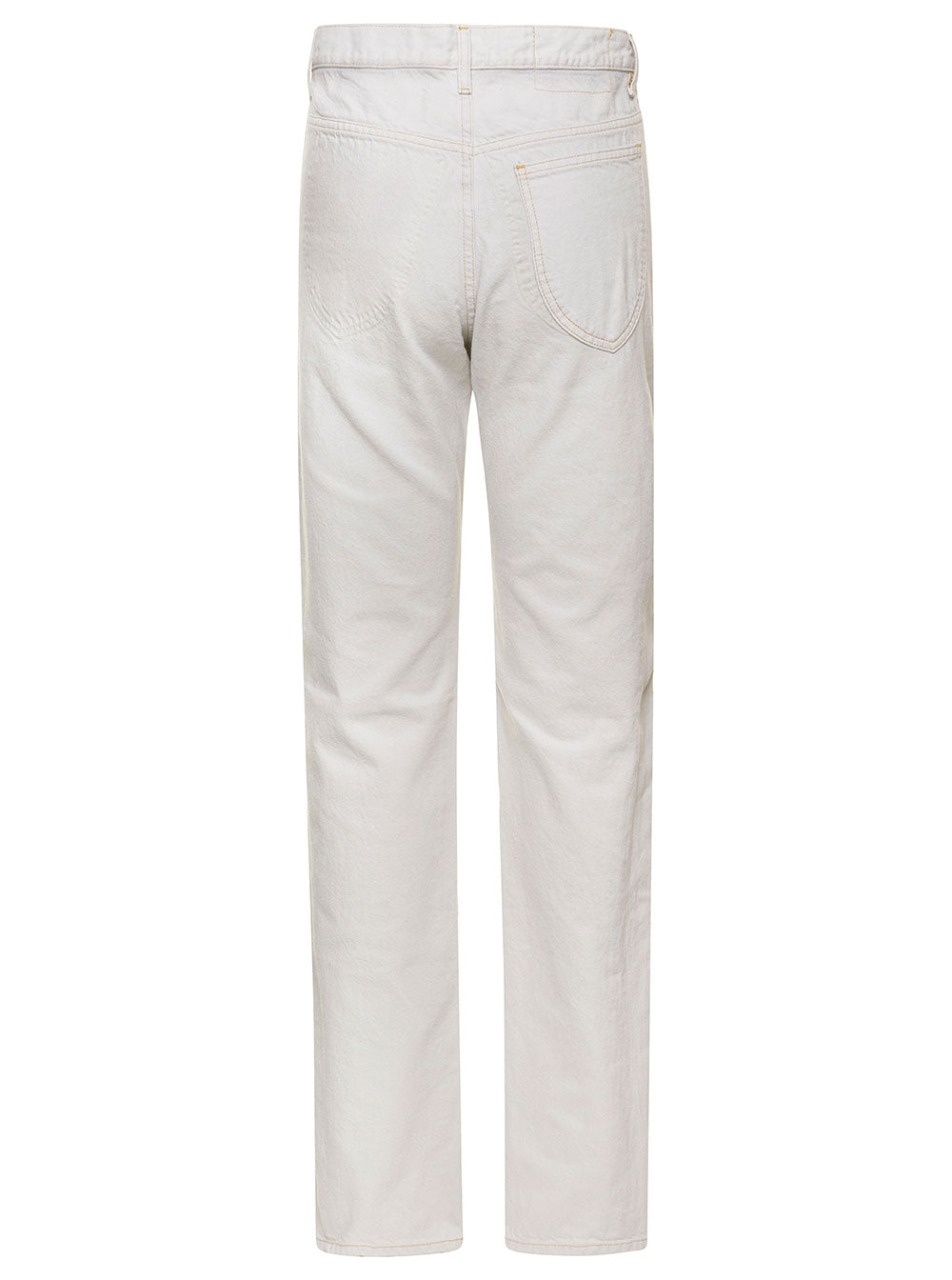 Maison Margiela Women White 5-Pocket Style Straight Jeans With Contrasting Stitching In Cotton Denim Woman by Luosophy
