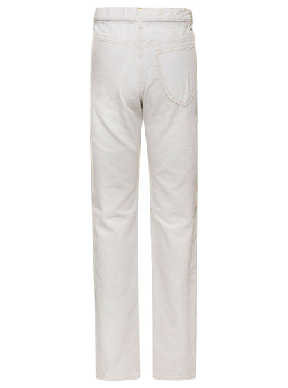 Maison Margiela Women White 5-Pocket Style Straight Jeans With Contrasting Stitching In Cotton Denim Woman by Luosophy