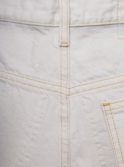 Maison Margiela Women White 5-Pocket Style Straight Jeans With Contrasting Stitching In Cotton Denim Woman by Luosophy