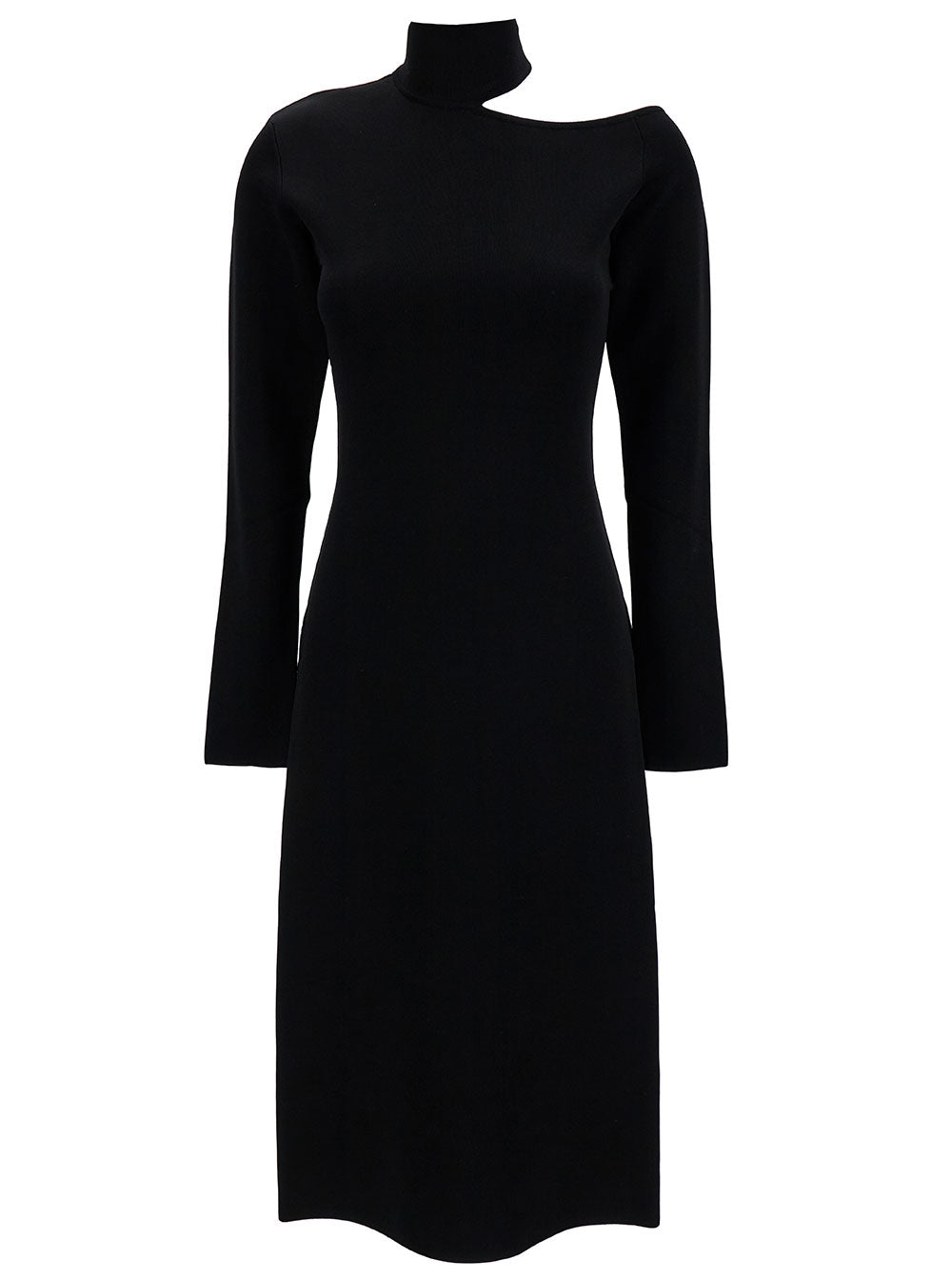 Ferragamo Women Midi Black Dress With Cut-Out And Long Sleeve In Viscose Blend Woman by Luosophy