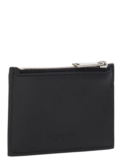 Bottega Veneta Men Black Card-Holder With Intreccio Motif In Leather Man by Luosophy