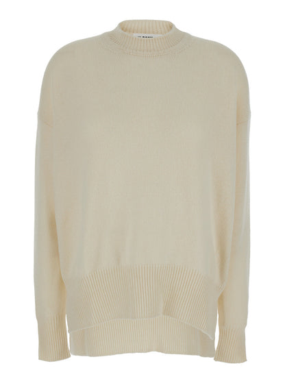 Jil Sander Women Beige Ribbed Pullover In Cashmere Woman by Luosophy