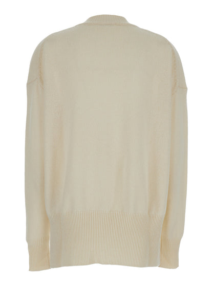 Jil Sander Women Beige Ribbed Pullover In Cashmere Woman by Luosophy