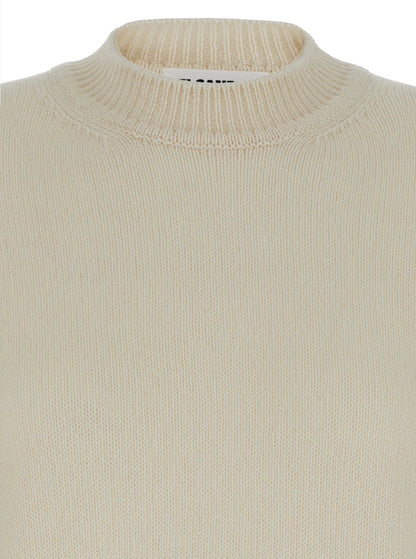 Jil Sander Women Beige Ribbed Pullover In Cashmere Woman by Luosophy