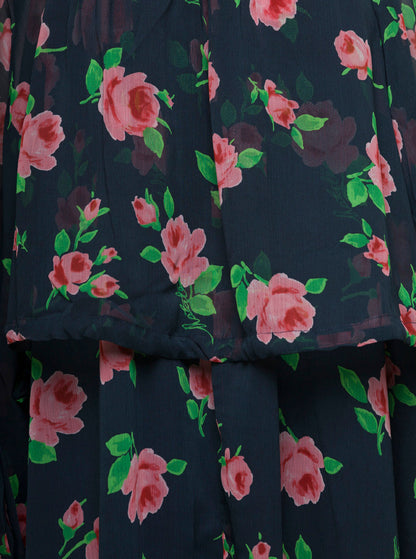 Rotate Women Maxi Multicolor Dress With All-Over Roses Print In Chiffon Woman by Luosophy