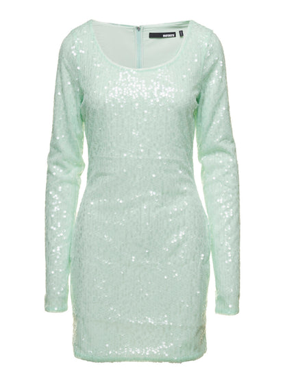Rotate Women Mini Green Dress With All-Over Sequins In Recycled Fabric Woman by Luosophy