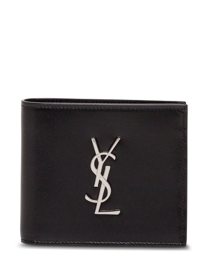 Saint Laurent Men Black Leather Wallet With Logo by Luosophy