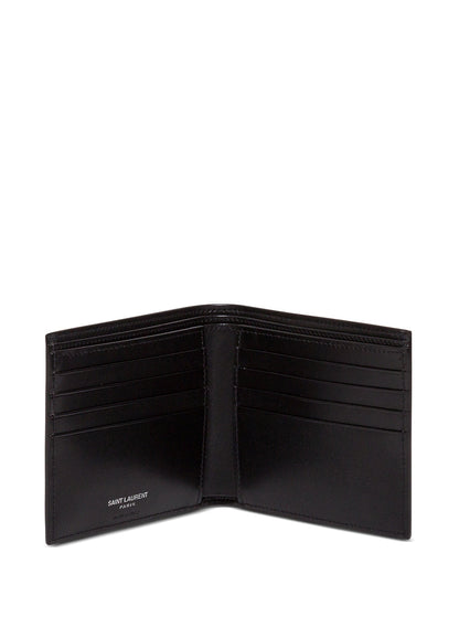 Saint Laurent Men Black Leather Wallet With Logo by Luosophy