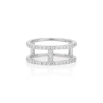 1.5mm Moissanite H Ring in 925 Sterling Silver - rings
