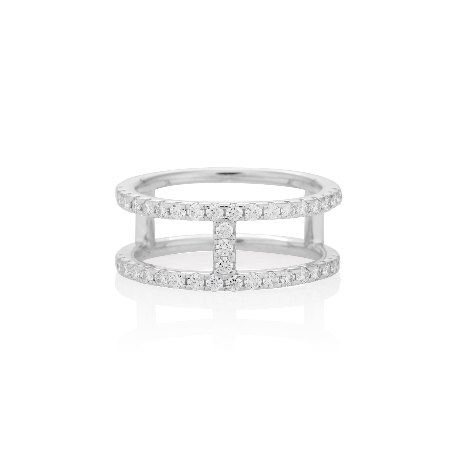 1.5mm Moissanite H Ring in 925 Sterling Silver - rings