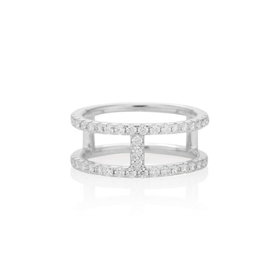 1.5mm Moissanite H Ring in 925 Sterling Silver - rings
