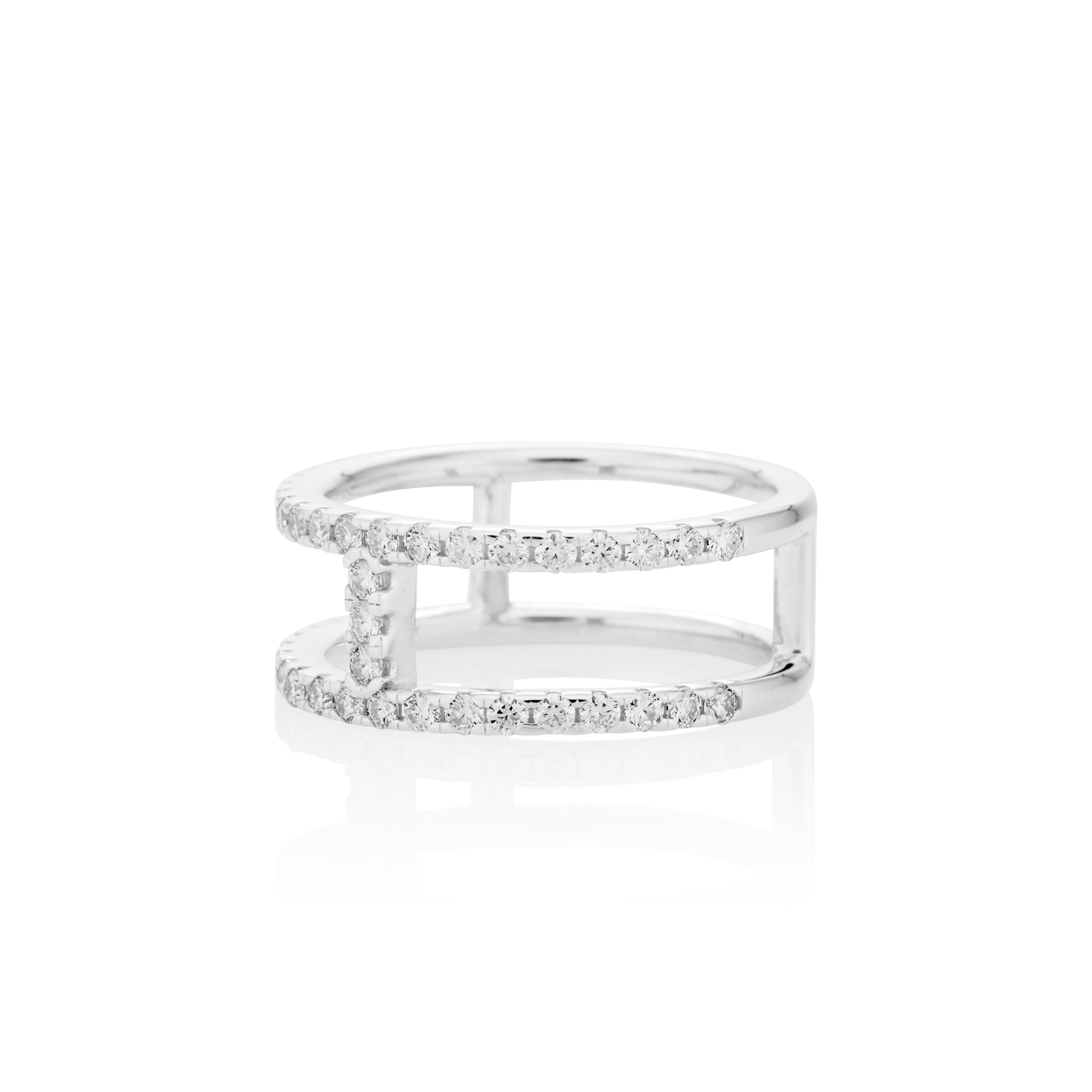 1.5mm Moissanite H Ring in 925 Sterling Silver - DestGlow
