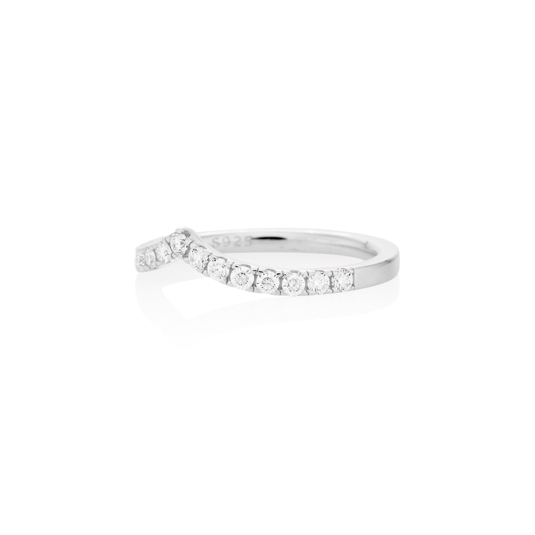 1.8mm Moissanite V Curve Ring in 925 Sterling Silver - DestGlow