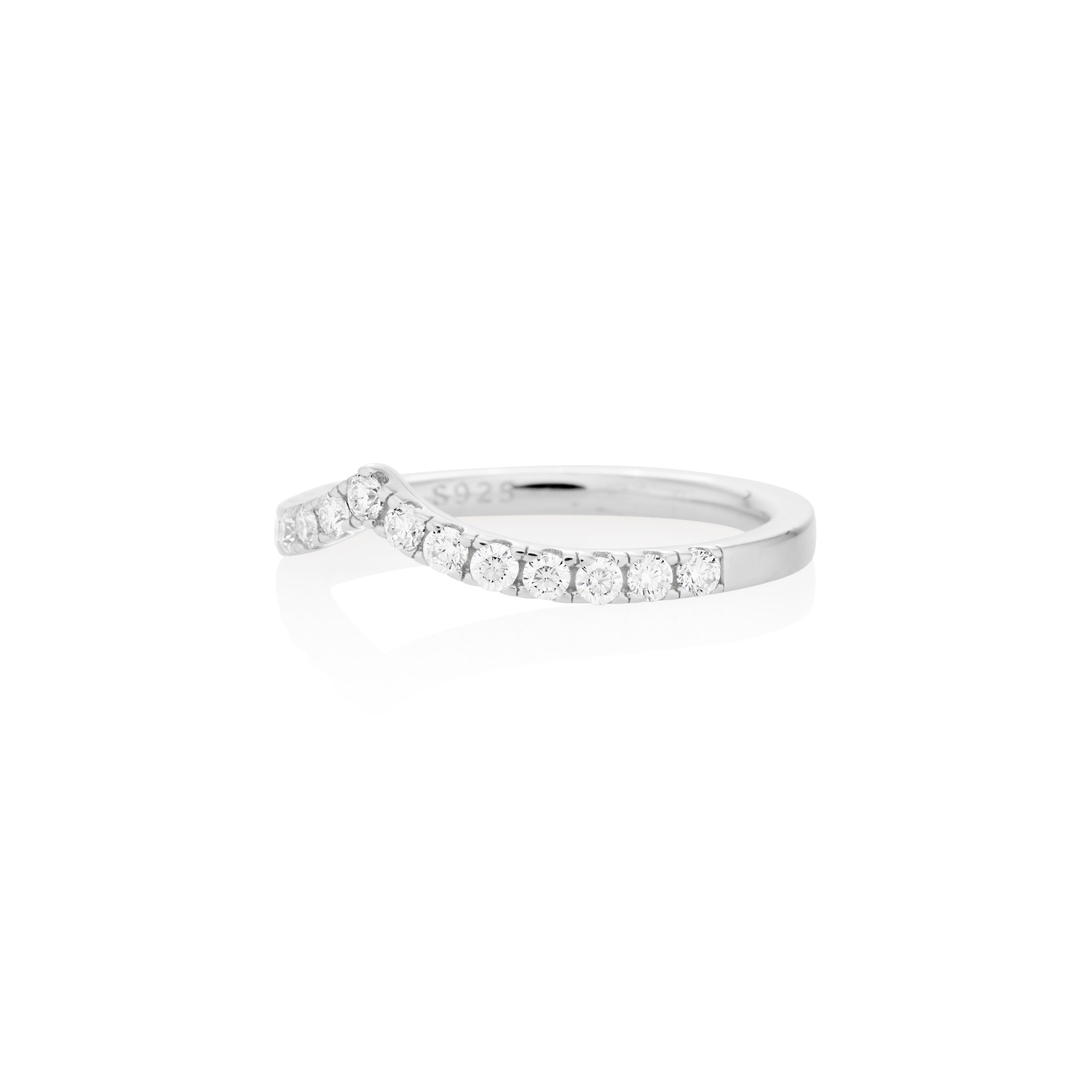 1.8mm Moissanite V Curve Ring in 925 Sterling Silver - DestGlow