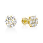 Moissanite Flower Cluster Earrings in Yellow Gold - rings