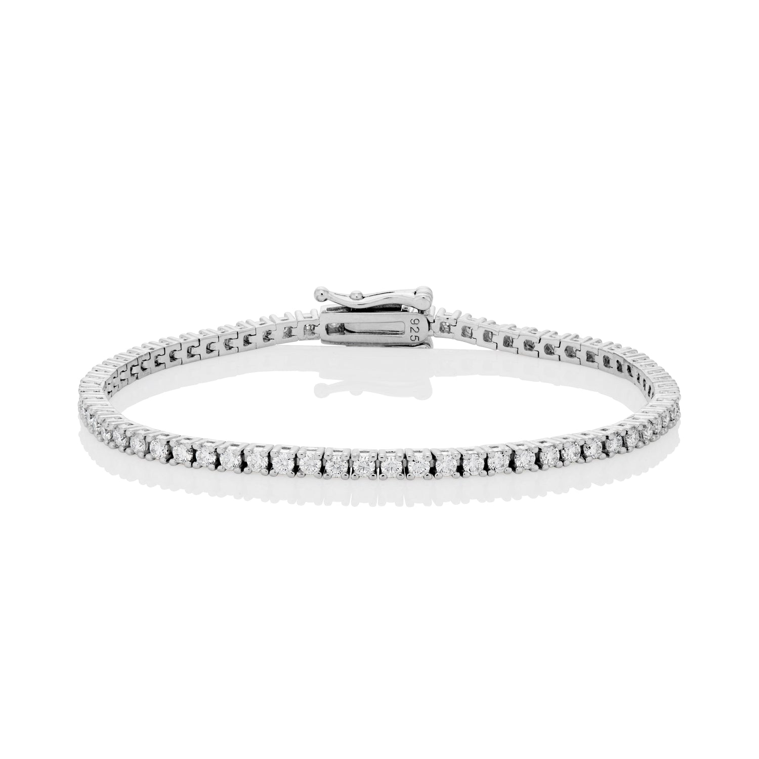2mm Moissanite Tennis Bracelet in Solid 925 Silver - bracelets