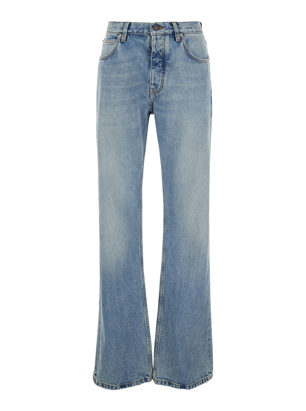 Balenciaga Women Light Blue Low Waisted Straight Jeans In Denim Woman by Luosophy