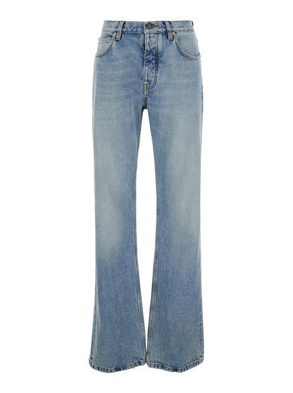 Balenciaga Women Light Blue Low Waisted Straight Jeans In Denim Woman by Luosophy