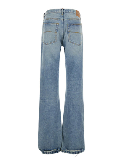 Balenciaga Women Light Blue Low Waisted Straight Jeans In Denim Woman by Luosophy