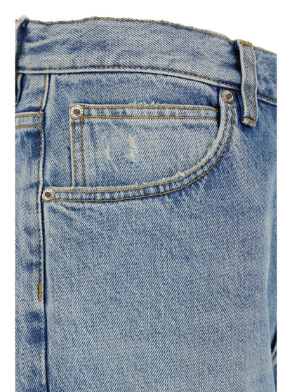 Balenciaga Women Light Blue Low Waisted Straight Jeans In Denim Woman by Luosophy