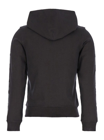 Balenciaga Women Black Zip-Up Hoodie With No Logo Gothic Print In Jersey Woman by Luosophy