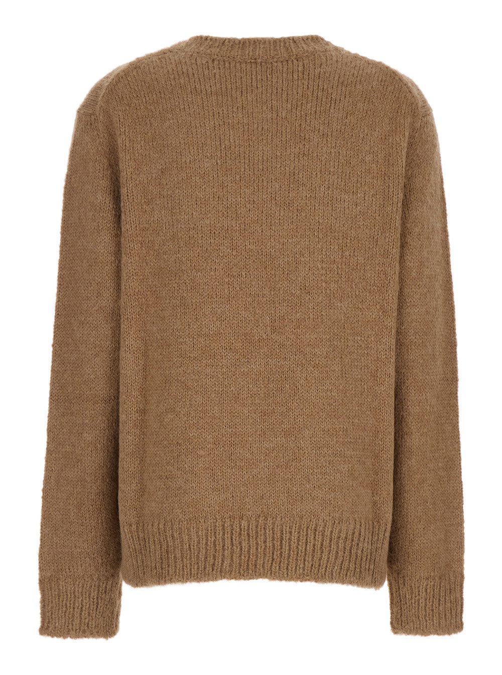 Jil Sander Women Oversized Beige Sweater With Ribbed Trim In Wool Woman by Luosophy