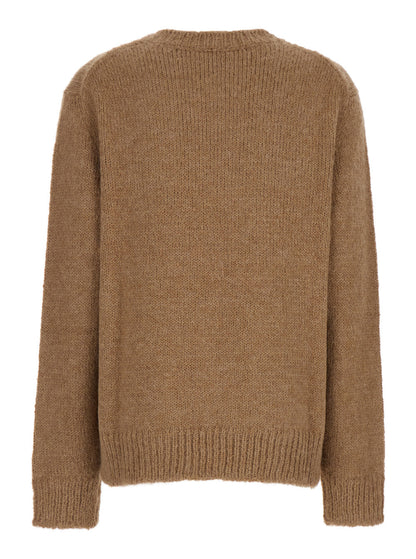 Jil Sander Women Oversized Beige Sweater With Ribbed Trim In Wool Woman by Luosophy