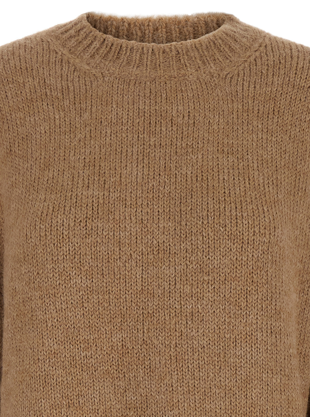 Jil Sander Women Oversized Beige Sweater With Ribbed Trim In Wool Woman by Luosophy