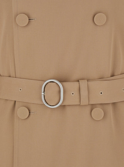 Jil Sander Men Beige Double Breasted Trench With Belt In Wool Man by Luosophy