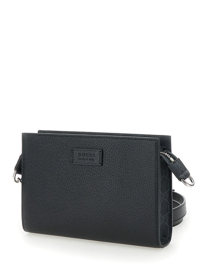 Gucci Men Super Mini Crossbody Bag With Logo Patch In Leather Man by Luosophy