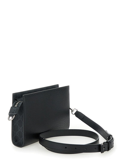 Gucci Men Super Mini Crossbody Bag With Logo Patch In Leather Man by Luosophy