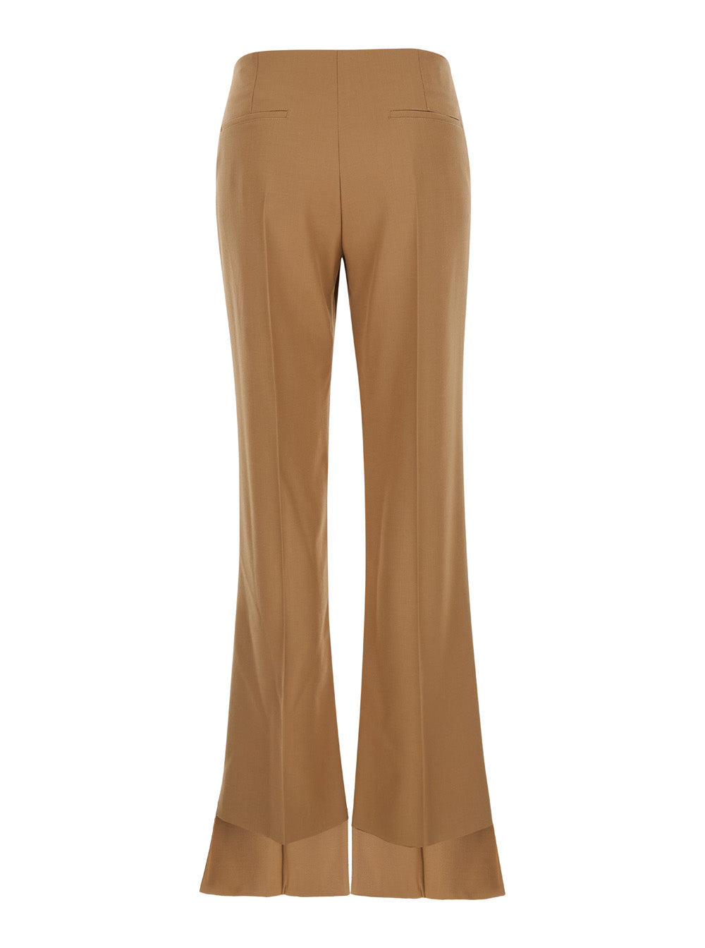 Chloé Women Beige Flared Pants With Asymmetric Hem In Grain De Poudre Wool Woman by Luosophy