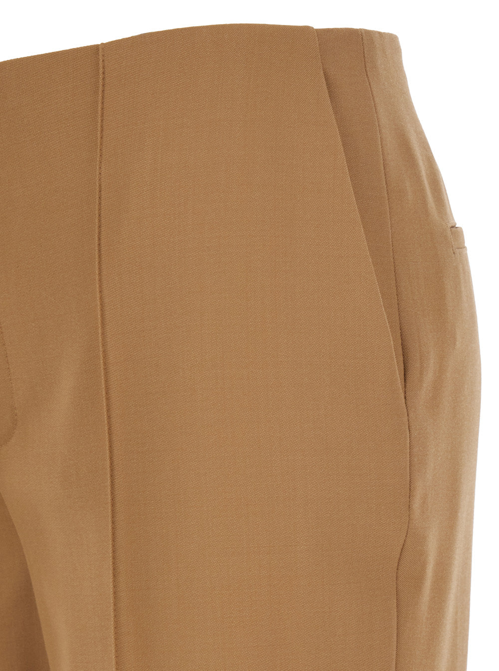 Chloé Women Beige Flared Pants With Asymmetric Hem In Grain De Poudre Wool Woman by Luosophy