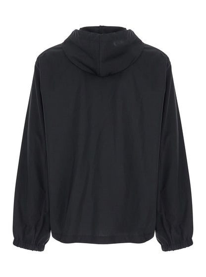 Givenchy Men Black Zip-Up Hoodie With Logo Detail In Wool Man by Luosophy
