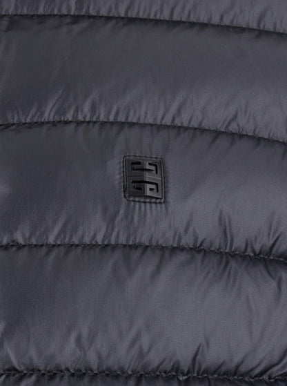 Givenchy Men Black High Neck Down Jacket With Logo Detail In Tech Fabric Man by Luosophy
