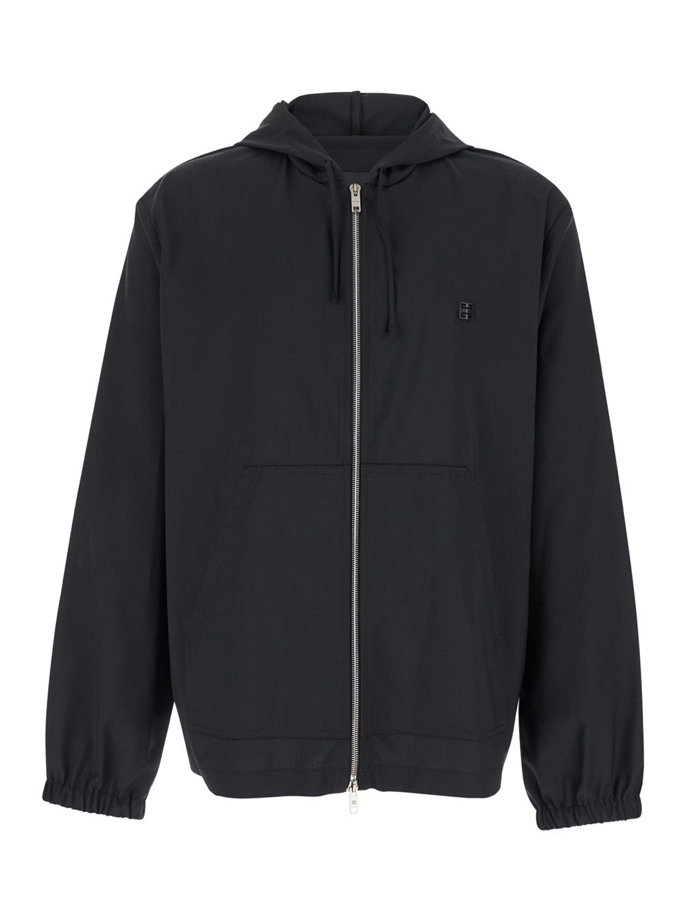 Givenchy Men Black Zip-Up Hoodie With Logo Detail In Wool Man by Luosophy