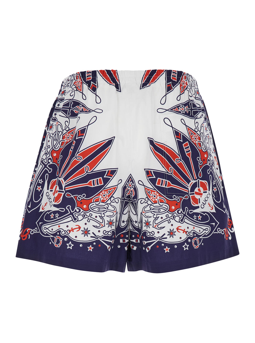 Gucci Men Blue Shorts With Gucci Bandana Print In Cotton Man by Luosophy