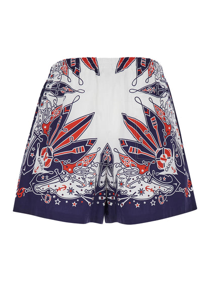 Gucci Men Blue Shorts With Gucci Bandana Print In Cotton Man by Luosophy