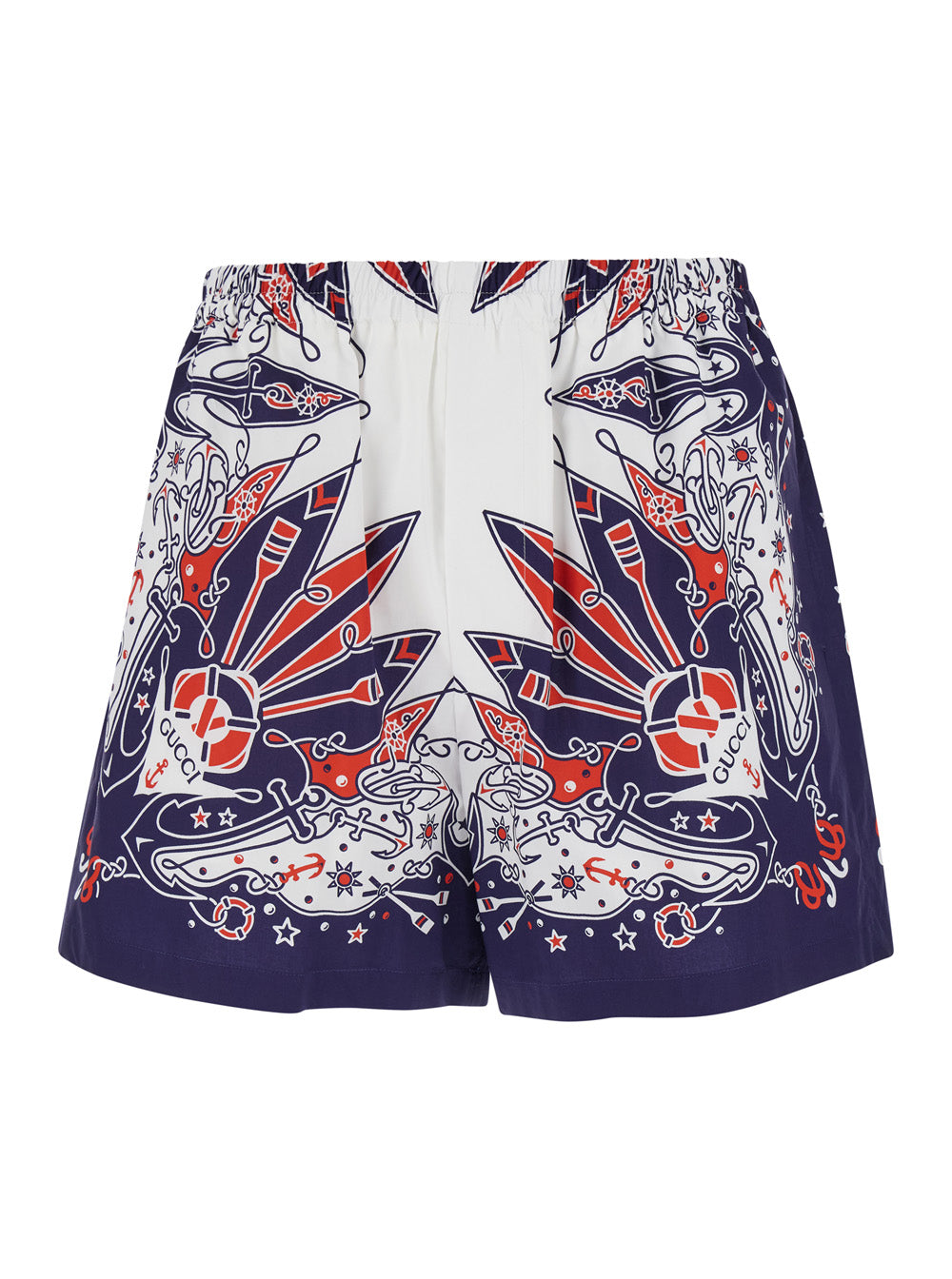 Gucci Men Blue Shorts With Gucci Bandana Print In Cotton Man by Luosophy
