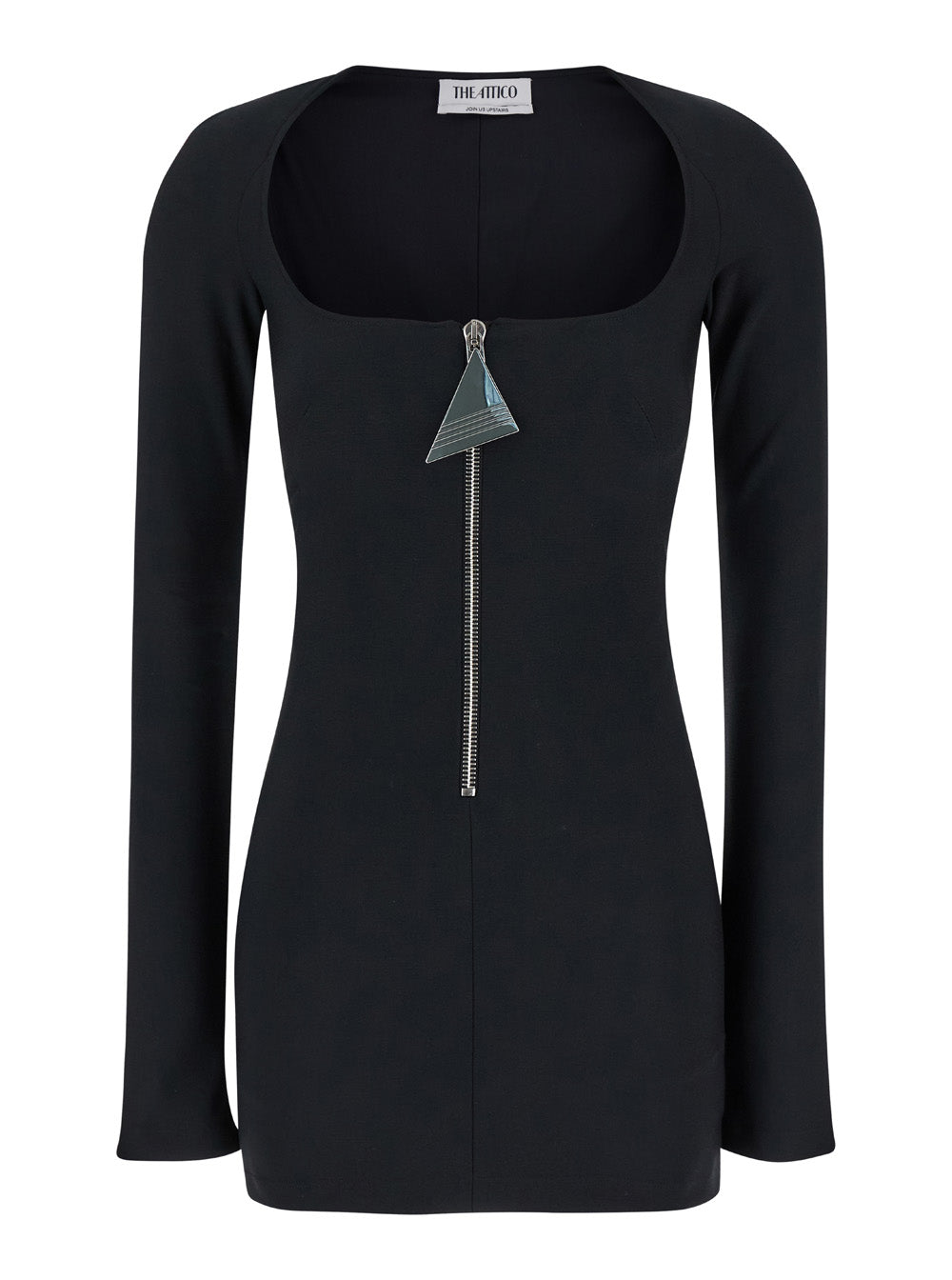 The Attico Women Mini Black Dress With Branded Zip Puller In Tech Fabric Woman by Luosophy