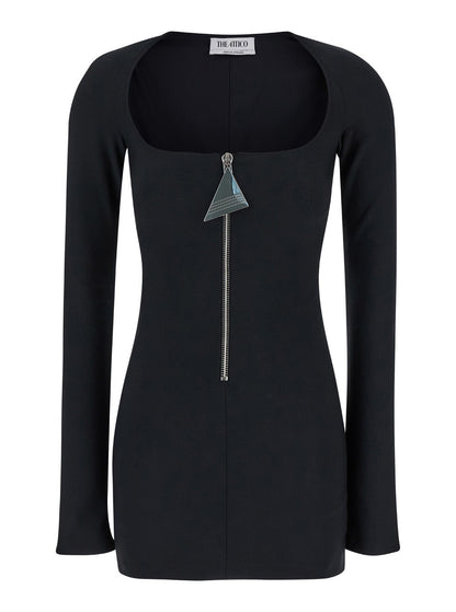 The Attico Women Mini Black Dress With Branded Zip Puller In Tech Fabric Woman by Luosophy