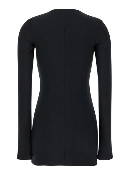 The Attico Women Mini Black Dress With Branded Zip Puller In Tech Fabric Woman by Luosophy