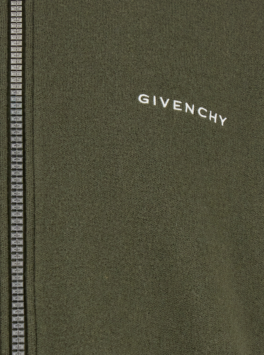 Givenchy Men Green Sweatshirt With Bomber Collar And 4G Logo In Wool Man by Luosophy