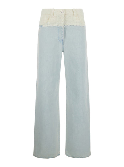 Givenchy Women Blue Jeans With Tweed Waist In Denim Woman by Luosophy