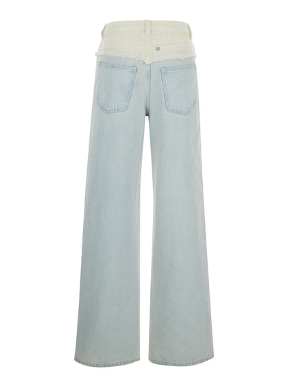 Givenchy Women Blue Jeans With Tweed Waist In Denim Woman by Luosophy