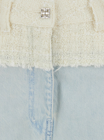 Givenchy Women Blue Jeans With Tweed Waist In Denim Woman by Luosophy