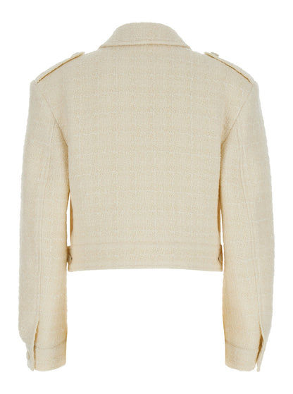 Givenchy Women White Jacket With Logo 4G Detail On The Buttons In Wool Blend Woman by Luosophy